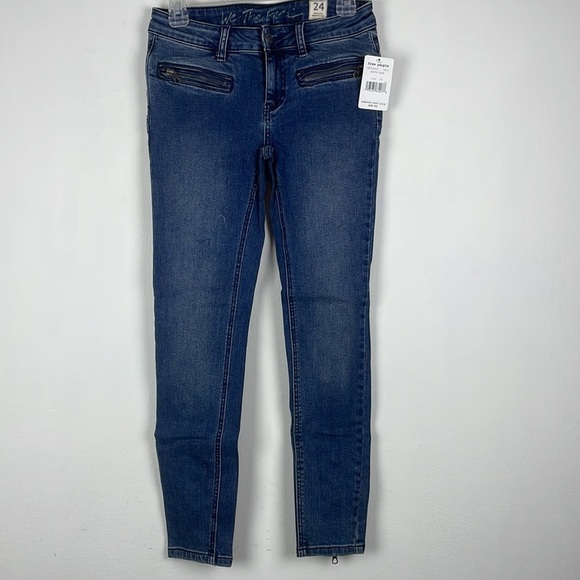 NEW We The Free Womens Jet Blue Denim Low Rise Cropped Skinny Jeans Size 24 - Picture 13 of 16